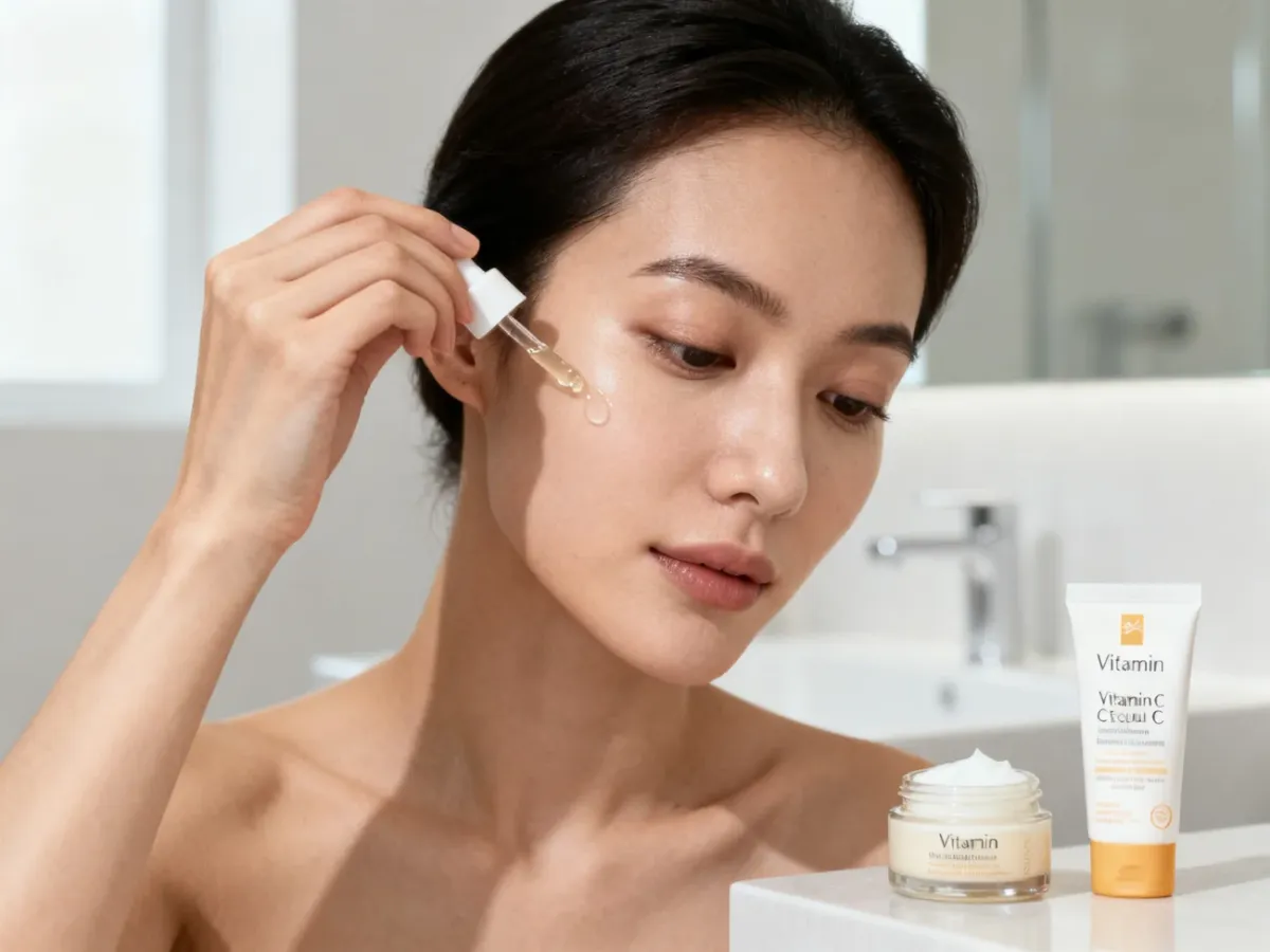 Aplikacja serum z witaminą C na wrażliwą skórę twarzy