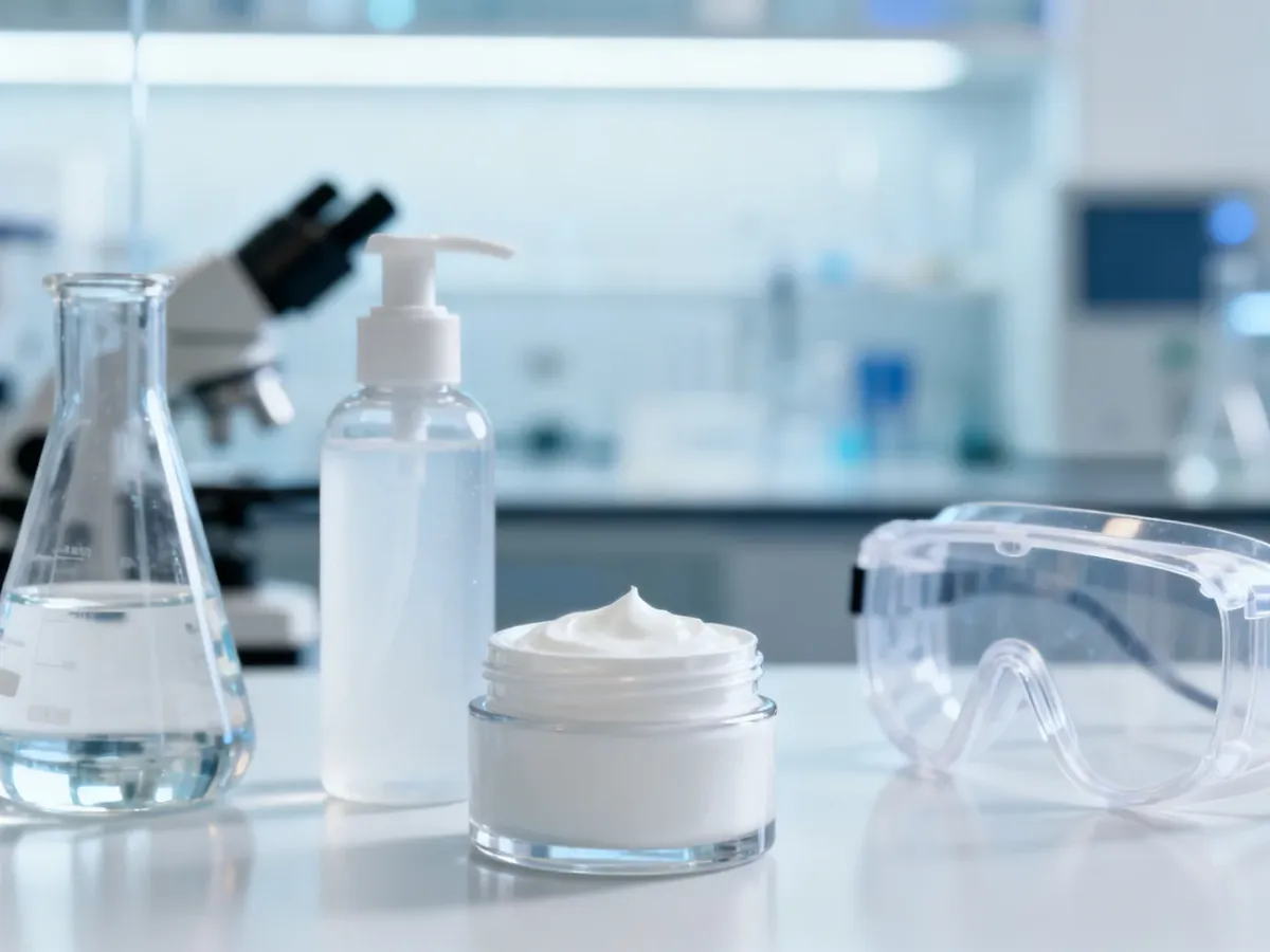 Kosmetyki i sprzęt laboratoryjny w sterylnym laboratorium